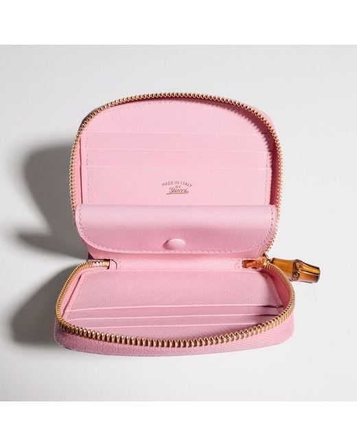 Gucci Pink Small Wallet With Bamboo