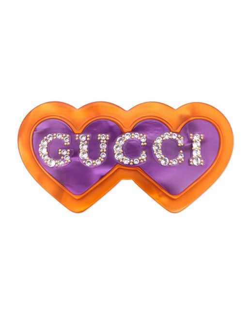 Fermaglio per capelli a forma di doppio cuore in resina di Gucci in Pink