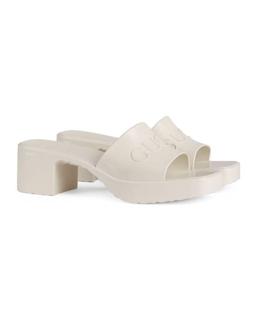 gucci rubber platform slide sandals