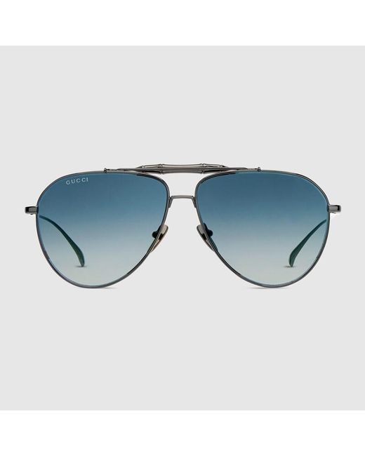 Gucci Blue Pilot Sunglasses for men