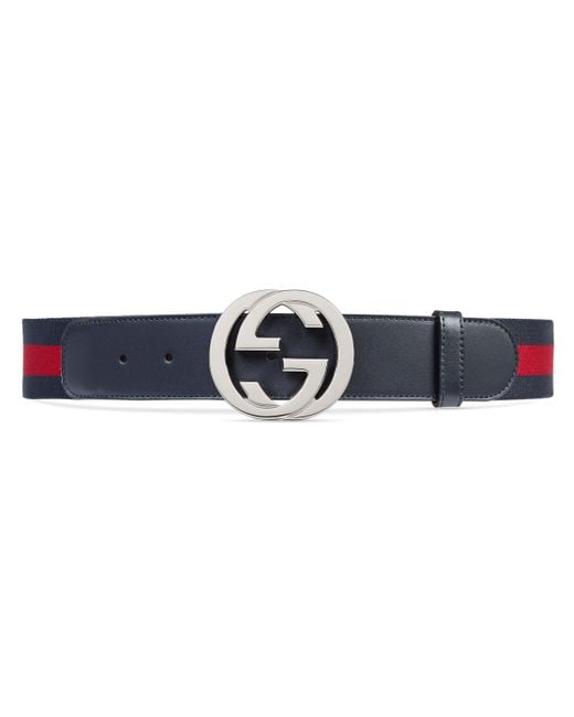 Cintura con nastro web e fibbia gg di Gucci in Red da Uomo