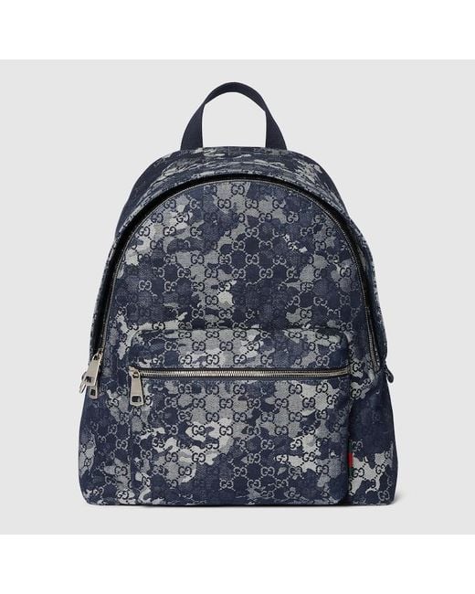 Gucci Blue Gg Denim Large Backpack for men