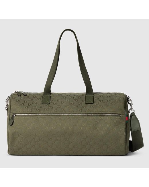 Gucci Green Gg Canvas Large Duffle Bag, Canvas for men