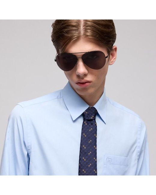 Gucci Blue Gg Silk Jacquard Tie for men