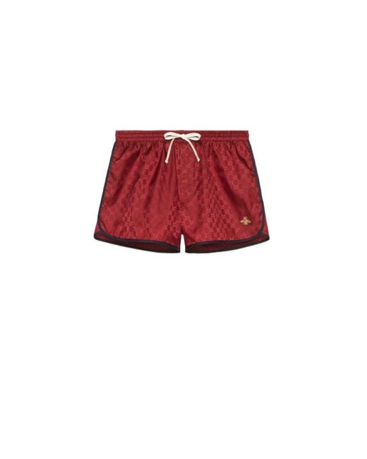 Gucci GG Nylon Swim Short With Bee in Red for Men Lyst Australia