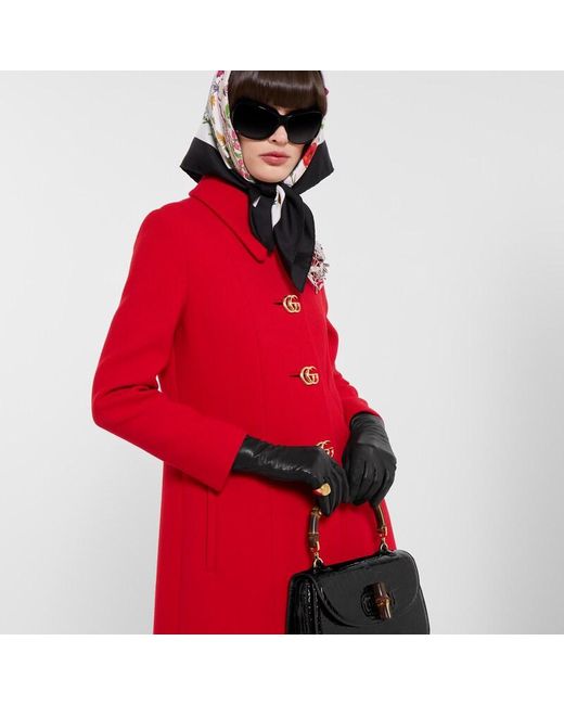 Gucci Black Leather Gloves With Double G, Size 7+ Leather