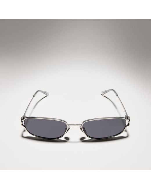 Gucci Gray Rectangular-Frame Sunglasses