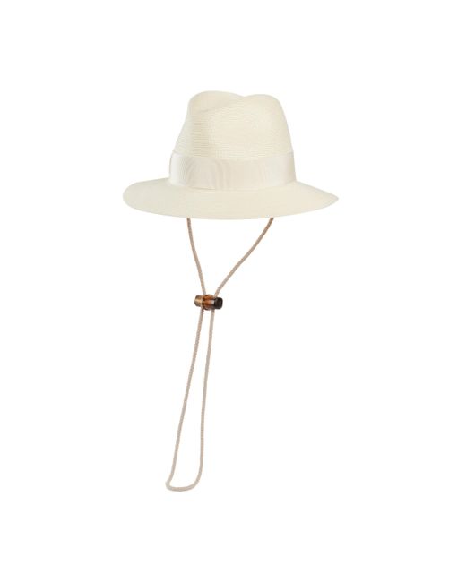 Gucci White Raffia-effect Wide-brimmed Hat With Bow