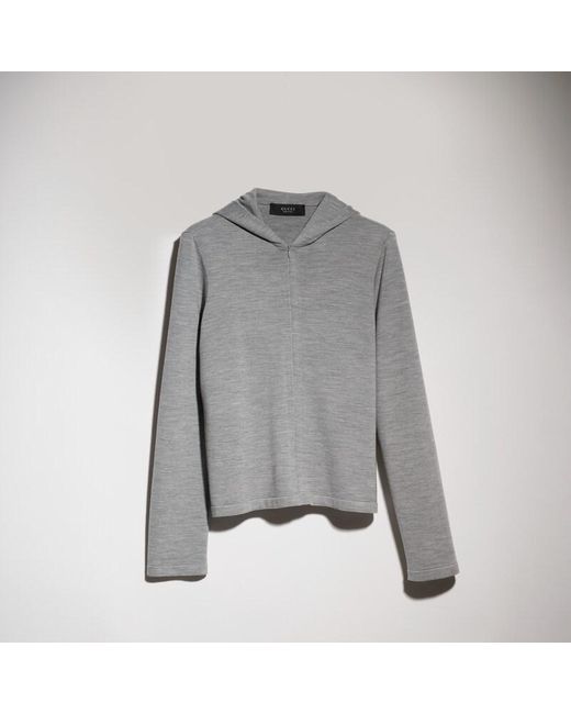 Gucci Gray Wool Silk Blend Hooded Cardigan for men