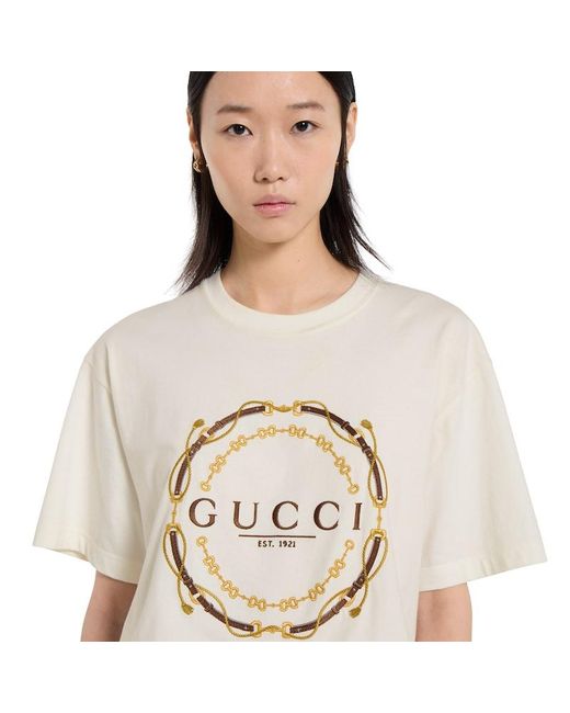 Gucci White Cotton Jersey T-Shirt With Logo