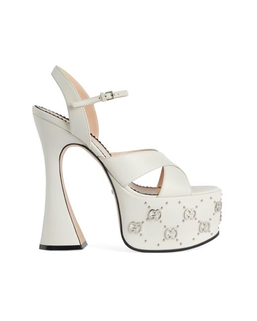 Gucci White Interlocking G Studs Sandal