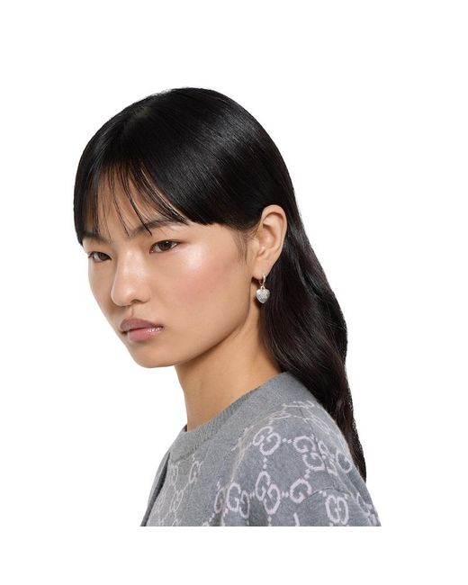 Gucci Metallic Blind For Love Hoop Earrings