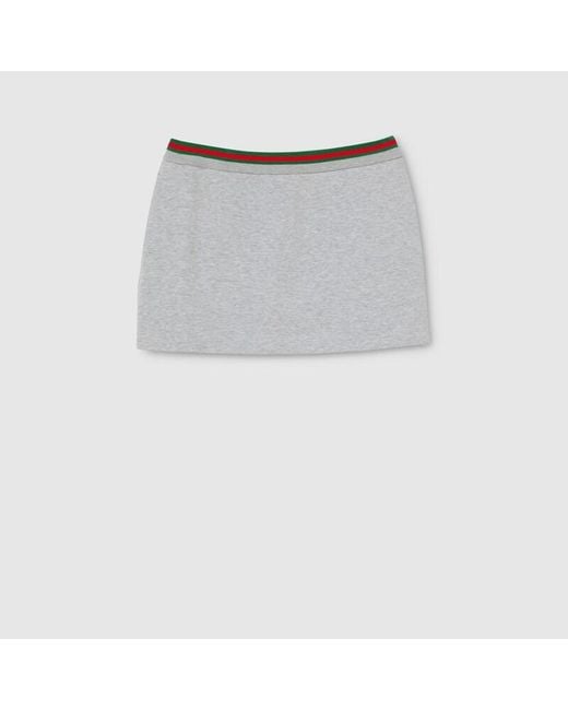 Gucci Gray Cotton Jersey Skirt With Web