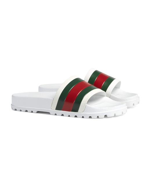 Gucci Web Slide Sandal in White for Men 