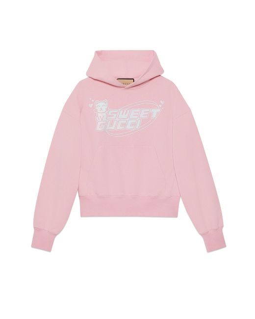 Gucci Pink Cotton Jersey Sweatshirt With Print