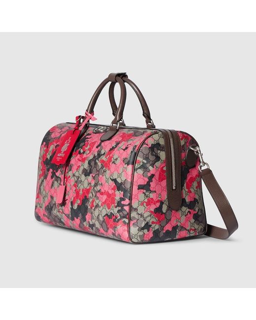 Gucci Red Gg Medium Duffle Bag, Gg Canvas for men