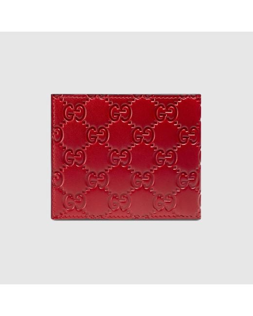 Gucci Leather Signature Wallet in Red for Men | Lyst