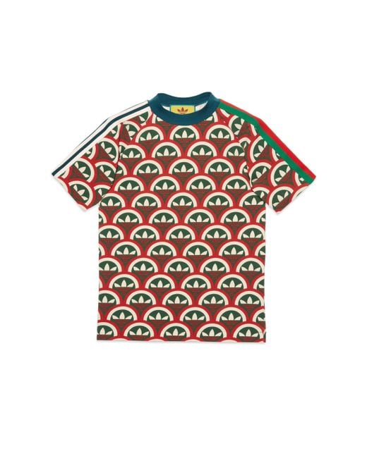 Gucci Red Adidas X Trefoil Print T-shirt for men