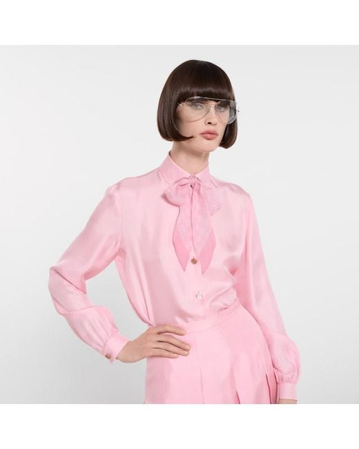 Gucci Pink Printed Silk Chiffon Ribbon