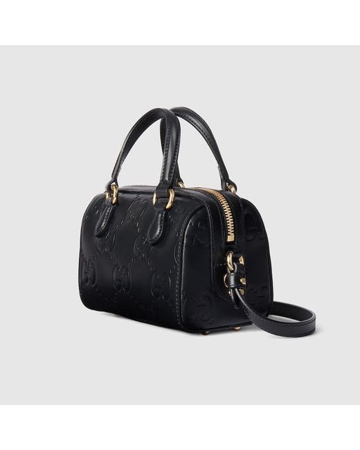 Gucci Black GG Super Mini Top Handle Bag