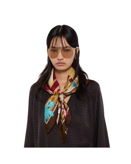 Gucci Red Printed Silk Twill Carré
