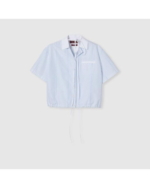 Gucci コットン フィルクーペ シャツ, ホワイト, ウェア Blue