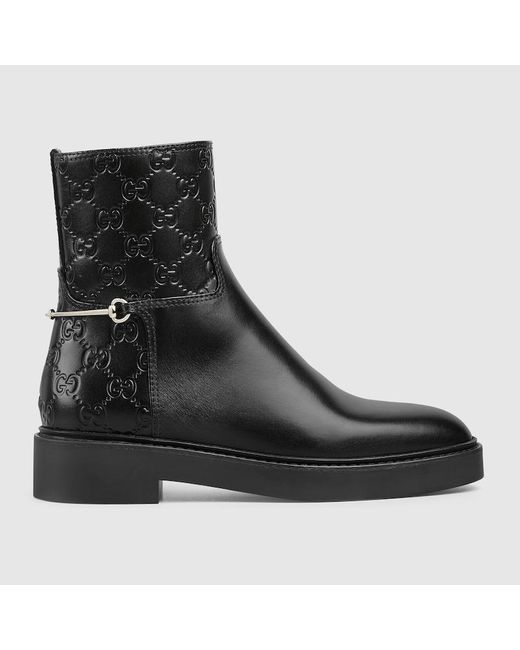 Gucci Black Slim Horsebit Ankle Boot