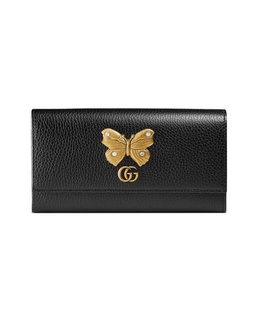 Gucci Leder Continental Brieftasche aus Leder mit Schmetterling in Schwarz  | Lyst DE