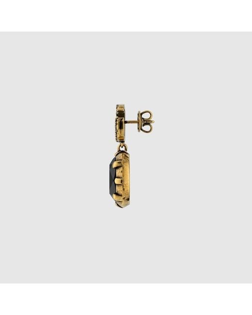 Gucci Black Gg Marmont Crystal Earrings