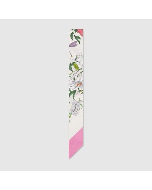 Gucci White Printed Silk Twill Ribbon