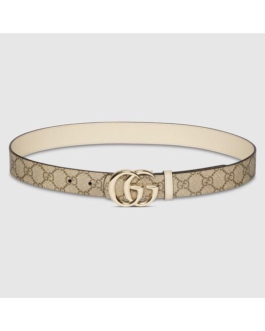 Gucci Metallic Reversible Gg Marmont Belt, Gg Canvas