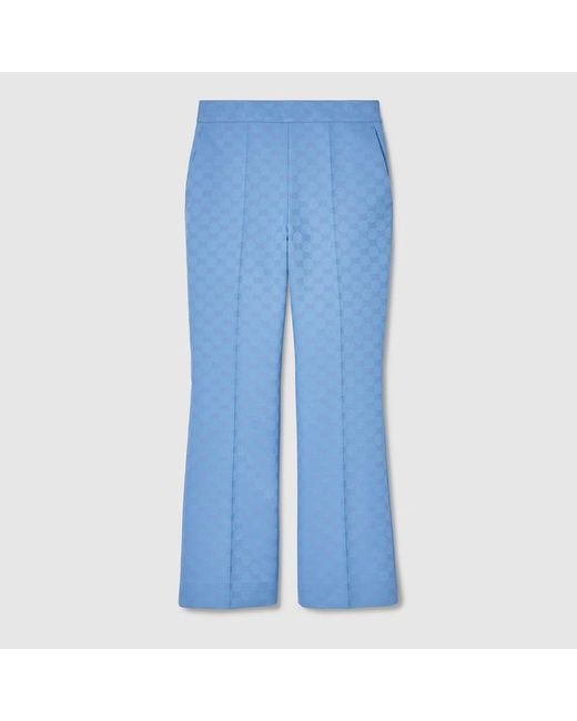 Pantalón de Gabardina de Algodón con GG Gucci de color Blue