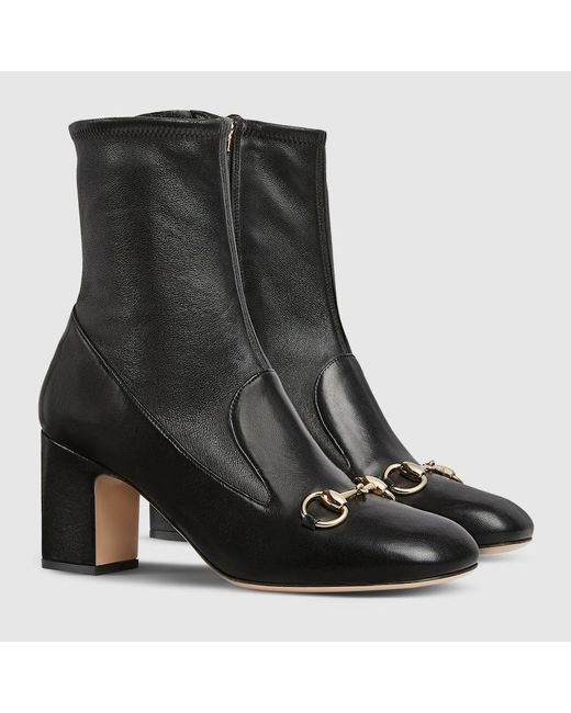 Gucci 〔グッチ ホースビット〕ウィメンズ アンクルブーツ, ブラック, レザー Black
