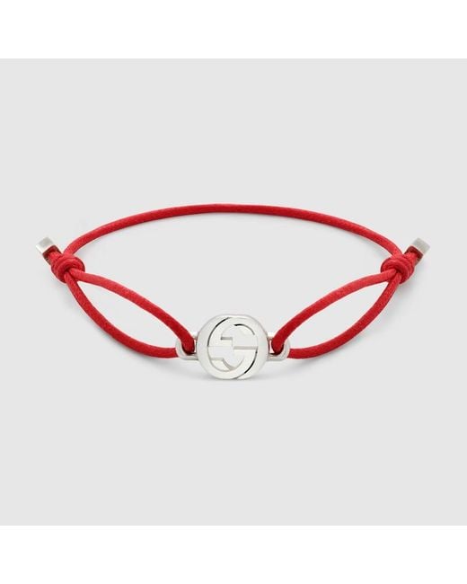 Bracciale A Cordoncino Interlocking di Gucci in Red