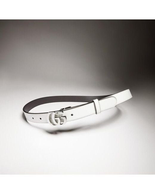 Gucci White Cut Gg Marmont Thin Belt, Size 100
