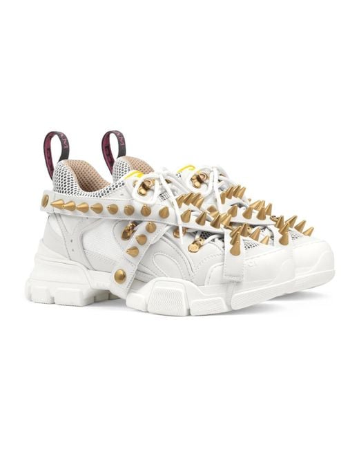 Gucci Rubber Women's Flashtrek Sneaker With Removable Spikes in White ...