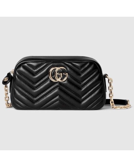 Gucci Black Gg Marmont Small Camera Bag, Leather