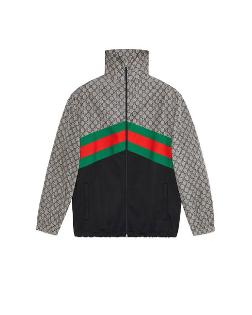 Gucci Drawstring hem GG web track jacket in Gray für Herren