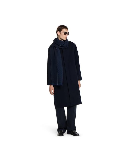 Gucci Blue Gg Wool Jacquard Scarf for men