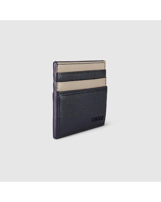 Gucci Blue Bi-Color Card Case With Logo for men