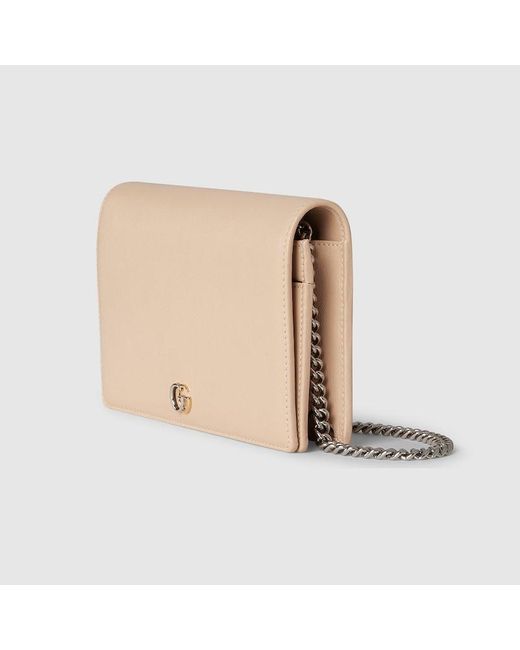 Gucci Natural GG Marmont Brieftasche Mit Kettenriemen