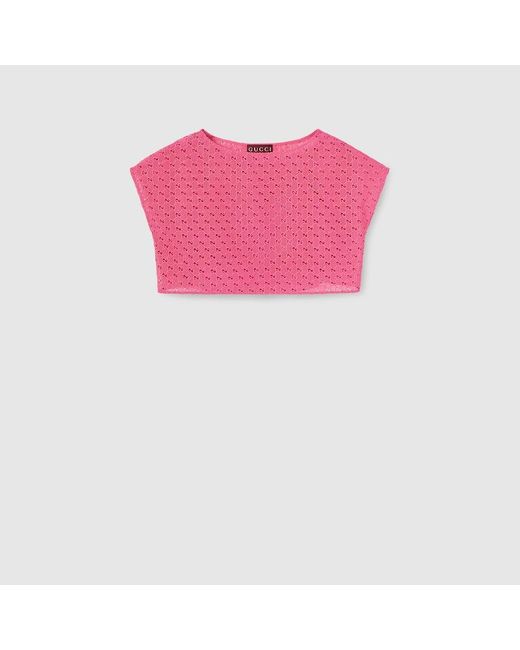 Gucci Pink Gg Macramé Top, Ready-To-Wear