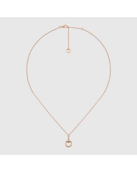 Gucci Metallic Horsebit Diamond 18K Pendant Necklace