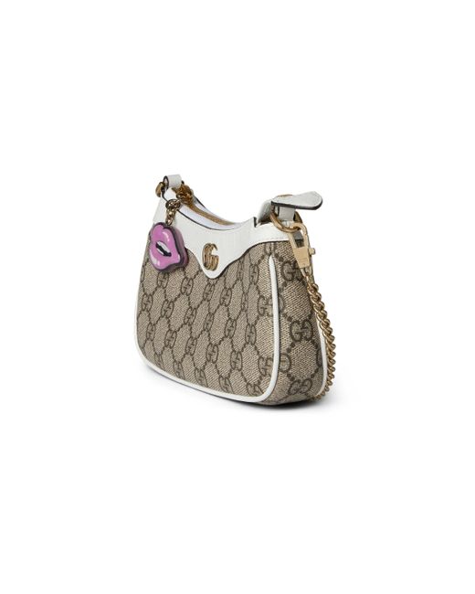 Gucci Gray GG Super Mini Shoulder Bag With Charm