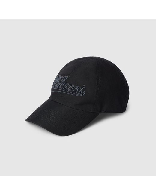 Gucci Black Cotton Baseball Hat With Embroidery