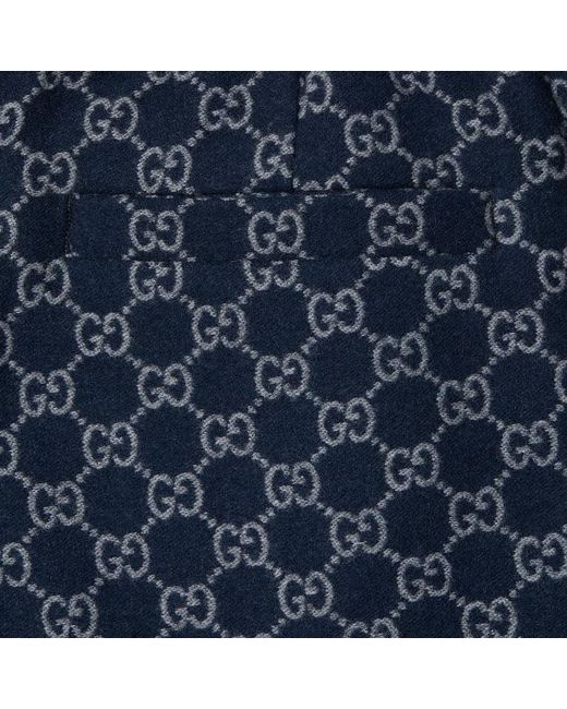Gucci Blue Gg Brushed Flannel Trousers for men