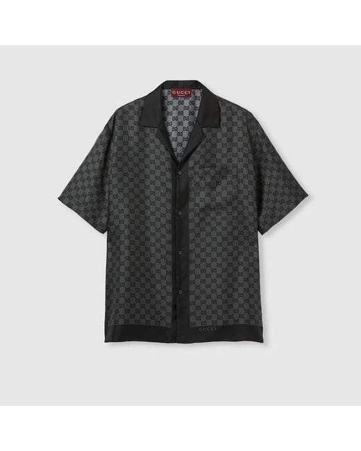 Gucci Black Printed Silk Twill Bowling Shirt, Size 60, Ready-To-Wear for men