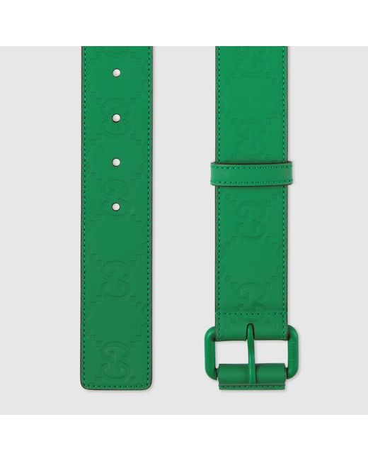 Cinturón Efecto Goma con GG Gucci de hombre de color Green