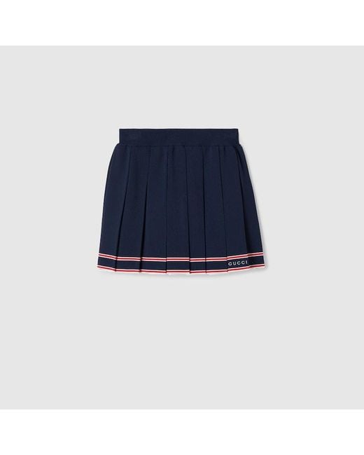 Gucci Blue Stretch Viscose Pleated Skirt