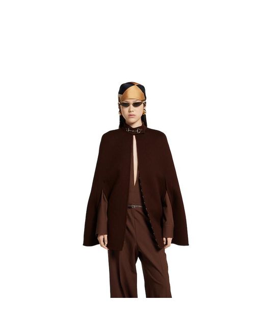 Cape En Laine Et Soie À Motif Mors, Taille Gucci en coloris Brown